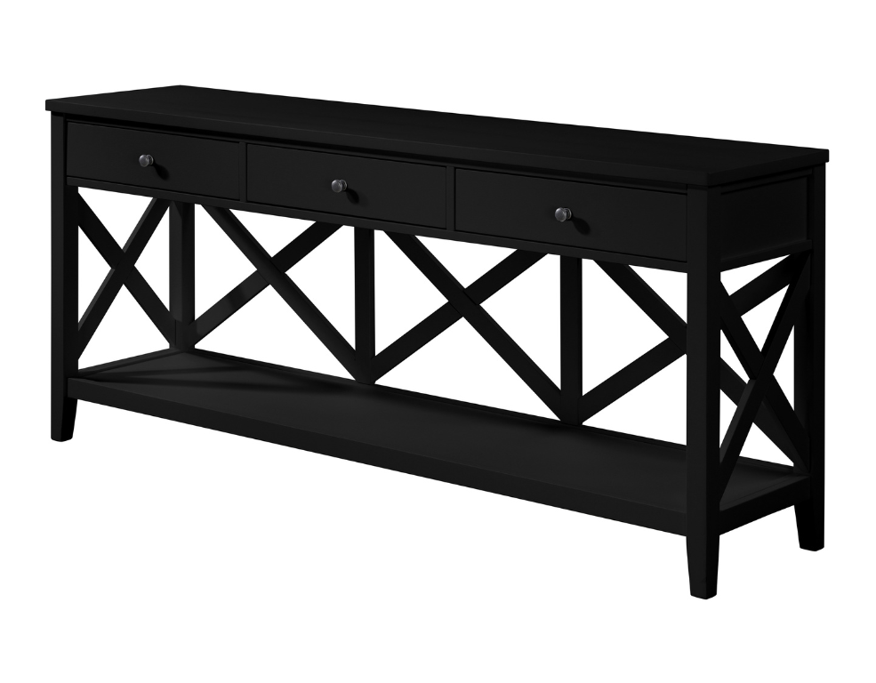 Somerton Console Table – 3 Smooth Action Drawers & Cross Back Design - 