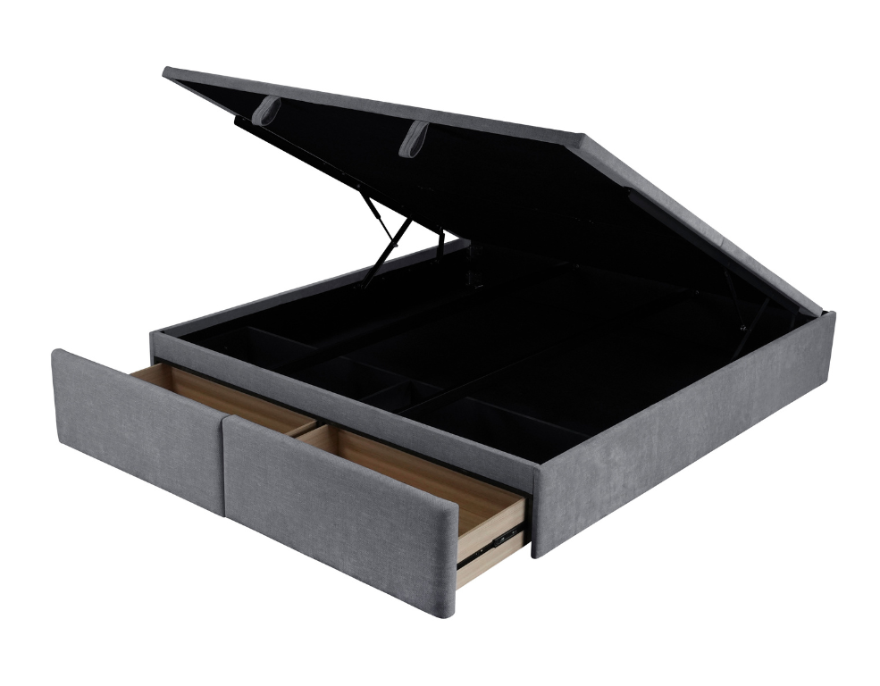 Sonny 2 Drawer Gas Lift Bed Base – Glamour Fabric with Storage Drawers - 
