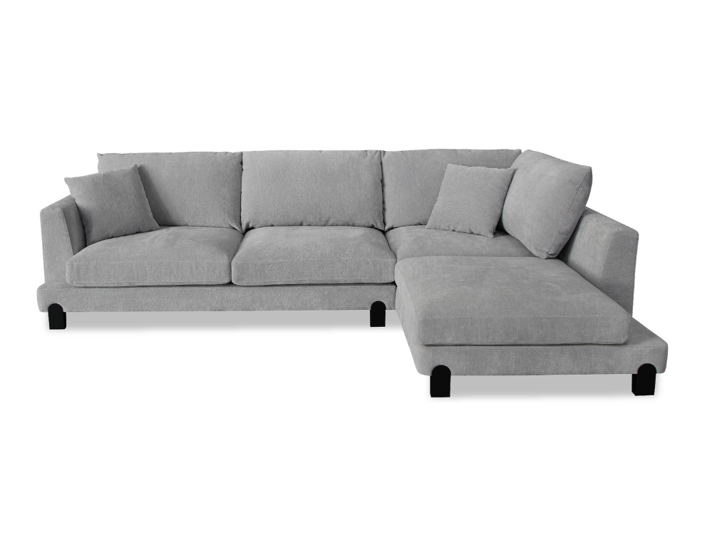 Spectre 3 Seater Chaise – Grace Fabric with Matt Black Metal Legs - 