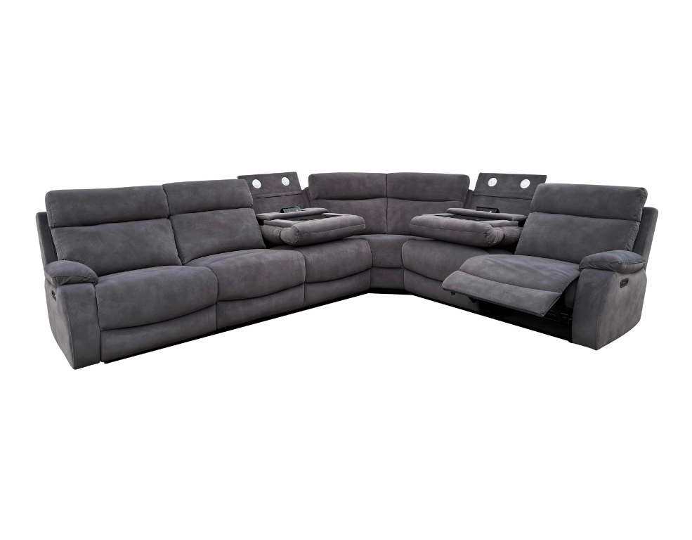 Sunderland 6 Seater Modular Corner Lounge – Electric Recliners and Dual Consoles - 