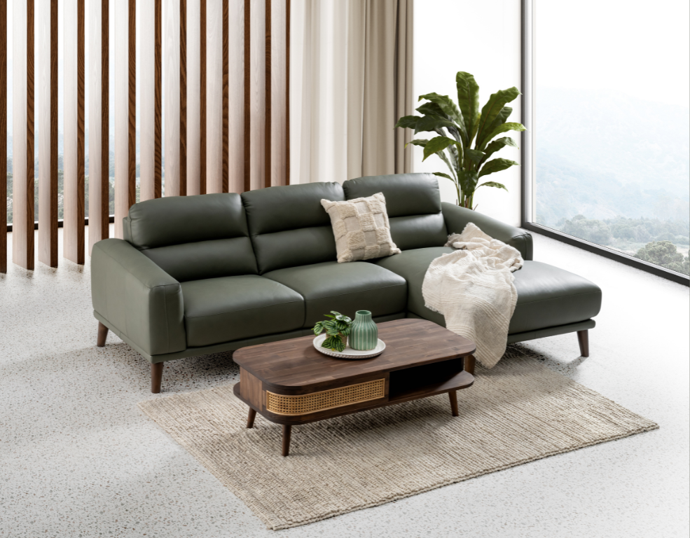 Thames 3.5 Seater Leather Chaise – Premium Leather & Plush Back Support - 