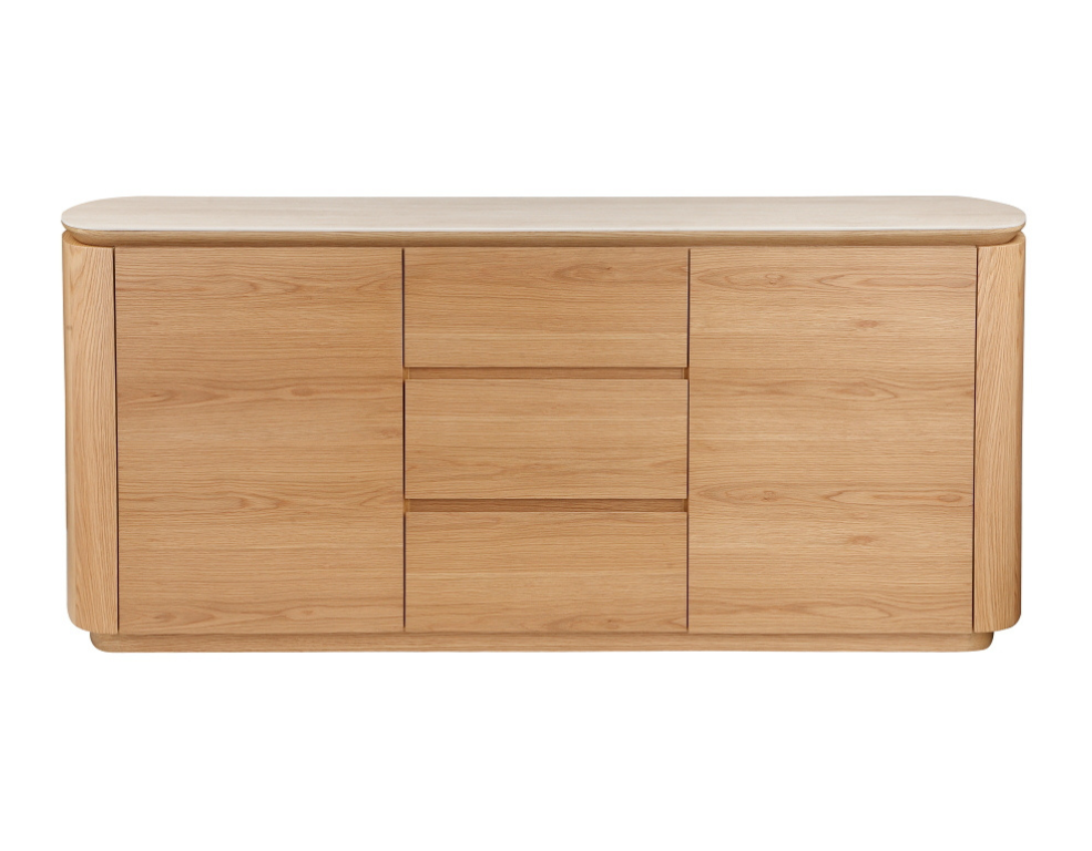 Valentino Buffet – Solid Oak with Natural Stone Ceramic Top - 