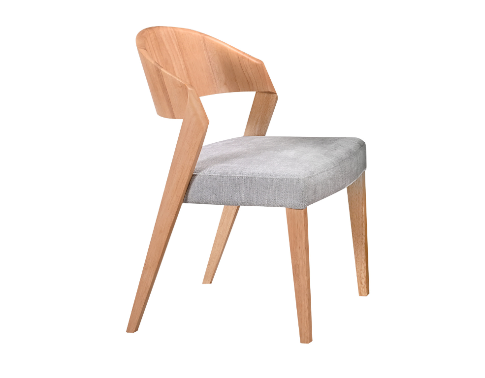 Zane Dining Chair – Solid Oak with Glamour Fabric Seat - 