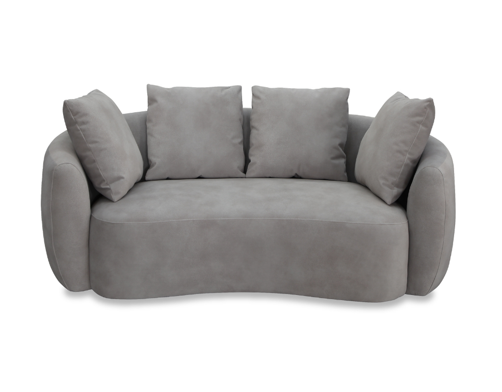 Zonzo 2 Seater Sofa – Curved Design with Bouclé Fabric & Timber Frame - 