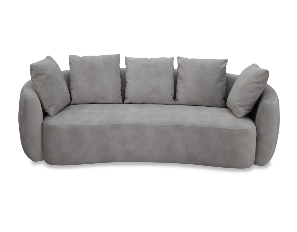 Zonzo 3 Seater Sofa – Curved Design with Bouclé Fabric & Timber Frame - 